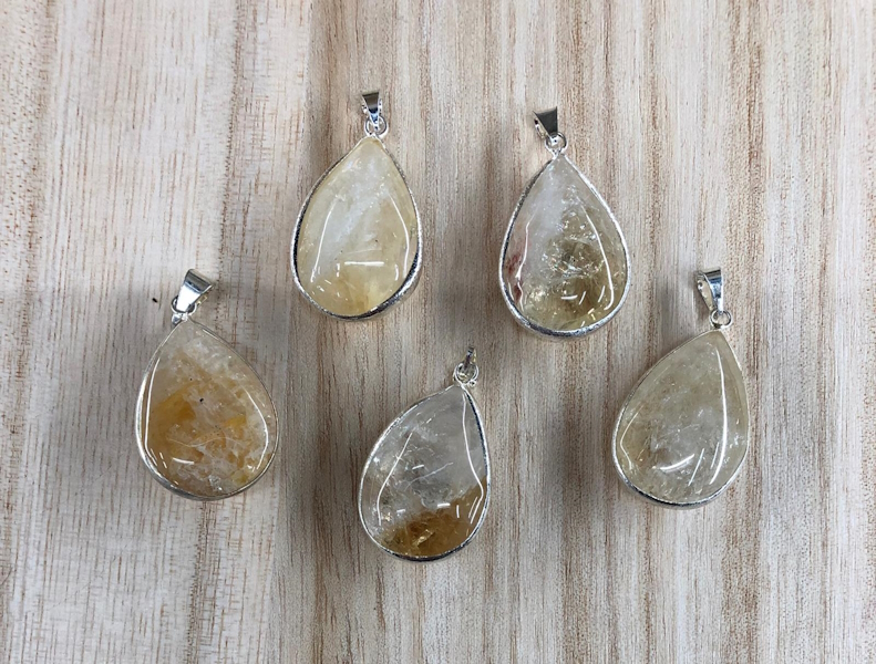 Colgante Lágrima Cuarzo Citrino plata